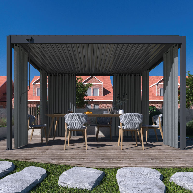 Pergola met gordijn