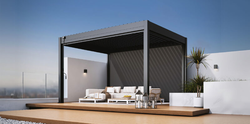 Pergola, lamellen, dak, dicht