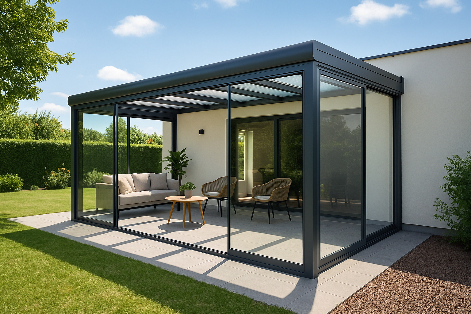 Serre met glas