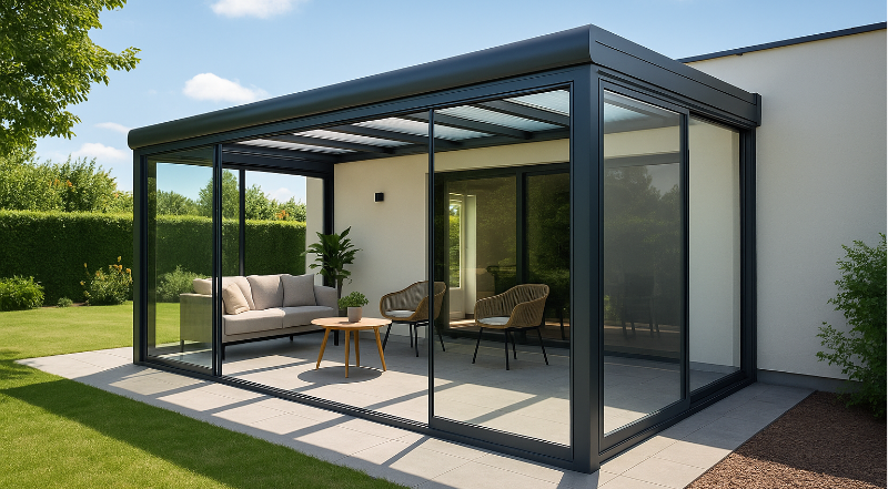 Serre met glas